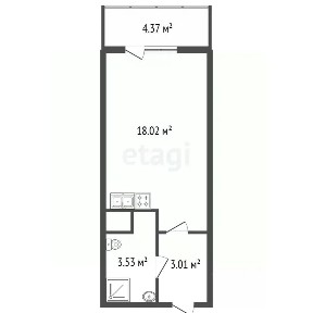 Продается студия, 24,4 м²