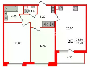 Продается 2-комн. квартира, 63,2 м²