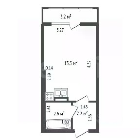 Продается студия, 18,3 м²