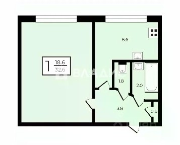 Продается 1-комн. квартира, 32,6 м²