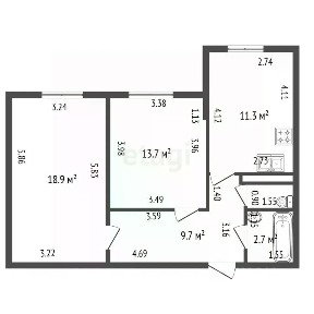 Продается 2-комн. квартира, 57,8 м²