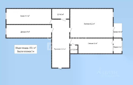 Продается 3-комн. квартира, 130 м²