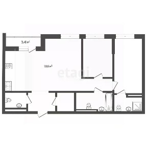 Продается 2-комн. квартира, 75,6 м²