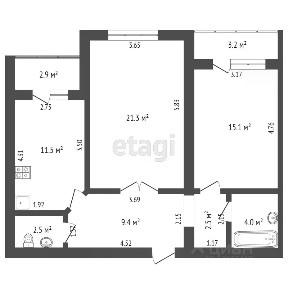 Продается 2-комн. квартира, 66,7 м²