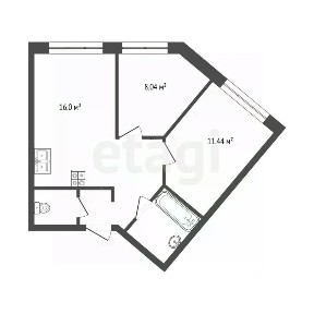 Продается 2-комн. квартира, 45,7 м²