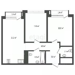 Продается 2-комн. квартира, 62,4 м²