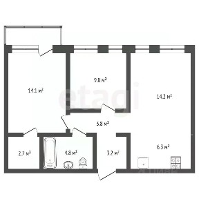Продается 2-комн. квартира, 58,9 м²