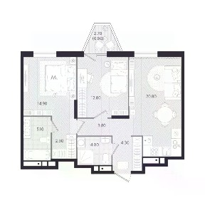Продается 2-комн. квартира, 68,8 м²