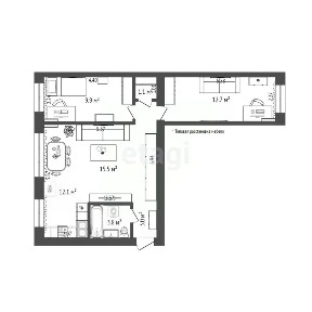 Продается 2-комн. квартира, 56,2 м²