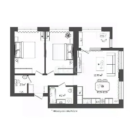 Продается 2-комн. квартира, 61,1 м²