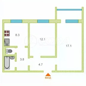 Продается 2-комн. квартира, 54 м²