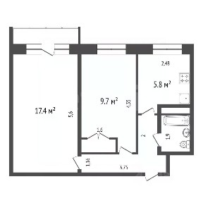 Продается 2-комн. квартира, 43 м²