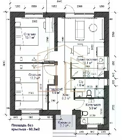 Продается 1-этажный дом, 64 м²