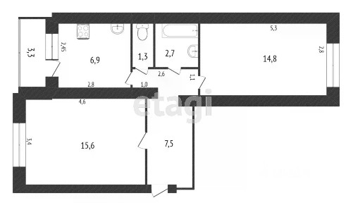 Продается 2-комн. квартира, 48,9 м²