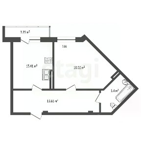 Продается 1-комн. квартира, 51,4 м²