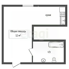 Продается студия, 12 м²