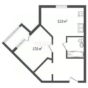 Продается 1-комн. квартира, 51,6 м²