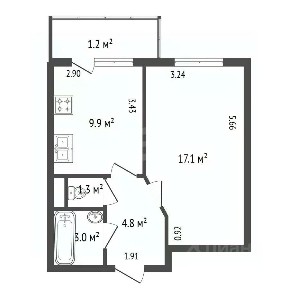 Продается 1-комн. квартира, 36,1 м²