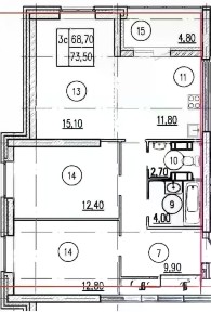 Продается 3-комн. квартира, 68,7 м²