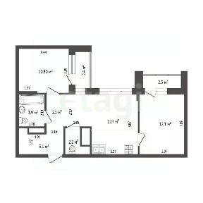 Продается 2-комн. квартира, 54 м²