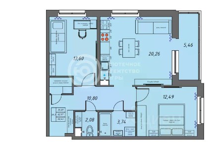 Продается 2-комн. квартира, 68,43 м²