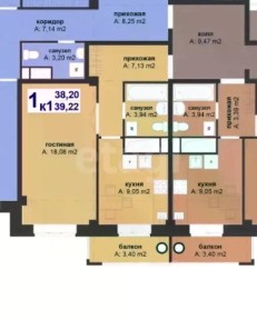 Продается 1-комн. квартира, 38,4 м²