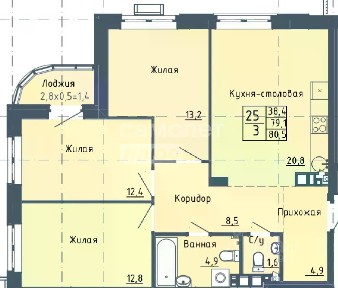 Продается 3-комн. квартира, 79,1 м²