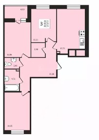 Продается 3-комн. квартира, 88,28 м²