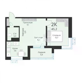 Продается 2-комн. квартира, 42,4 м²