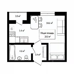 Продается студия, 28,1 м²