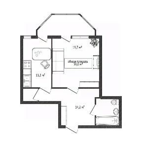 Продается 1-комн. квартира, 56 м²
