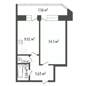 Продается 1-комн. квартира, 33,85 м²