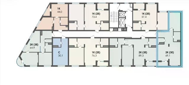 Продается квартира свободной планировки, 69,1 м²