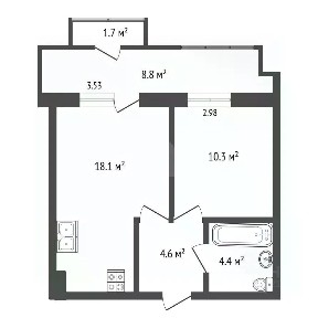 Продается 1-комн. квартира, 37,8 м²