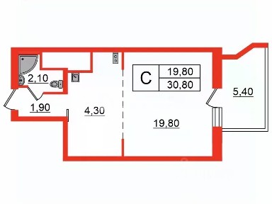 Сдается студия, 30,8 м²