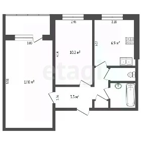 Продается 2-комн. квартира, 43,1 м²