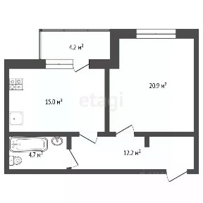 Продается 1-комн. квартира, 52,8 м²