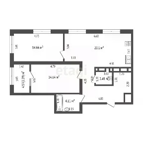 Продается 2-комн. квартира, 71,1 м²