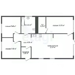 Продается 1-этажный дом, 87 м²