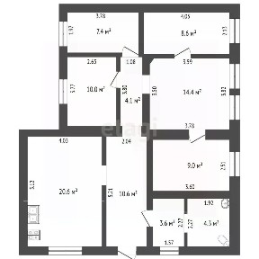 Продается 1-этажный дом, 92,6 м²