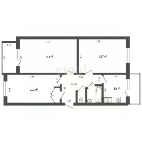 Продается 3-комн. квартира, 59,1 м²
