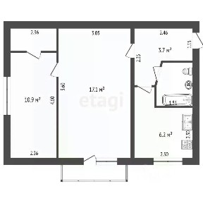 Продается 2-комн. квартира, 42,5 м²