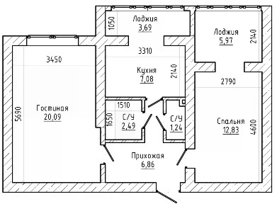 Продается 2-комн. квартира, 60 м²