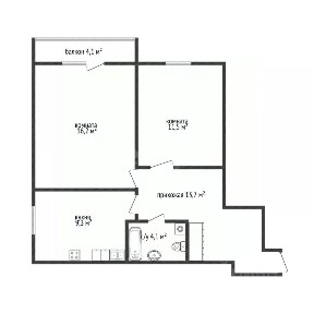 Продается 2-комн. квартира, 54,8 м²