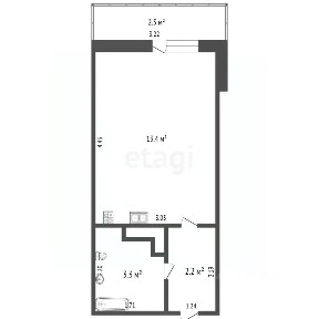 Продается студия, 19,4 м²