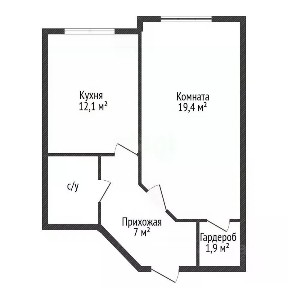 Продается 1-комн. квартира, 44,2 м²