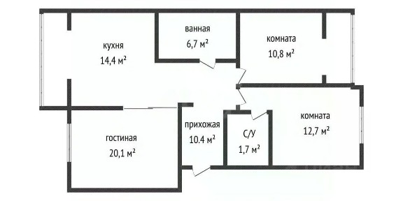 Продается 3-комн. квартира, 73,8 м²