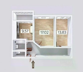 Продается квартира свободной планировки, 61,9 м²