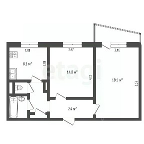 Продается 2-комн. квартира, 52,7 м²