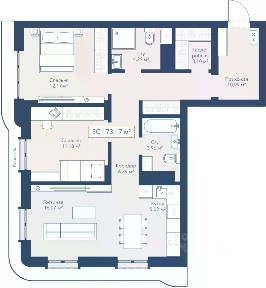 Продается 2-комн. квартира, 73,17 м²